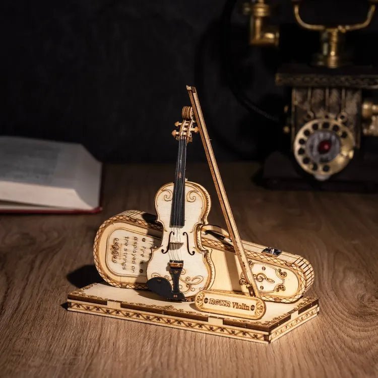 Hegedű - 3D fa puzzle - Makett Kuckó