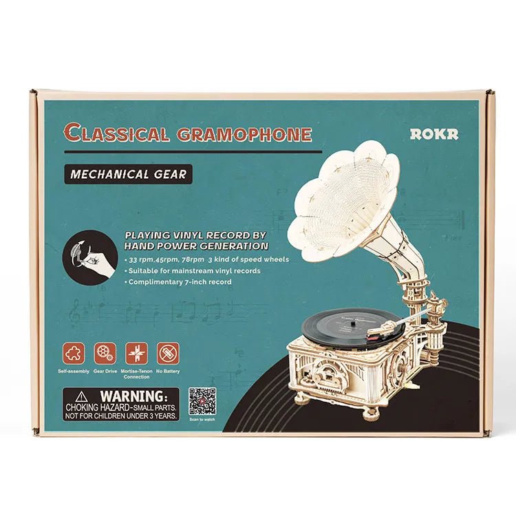 Gramophone - 3D Fa Puzzle ( zenélő ) - Makett Kuckó