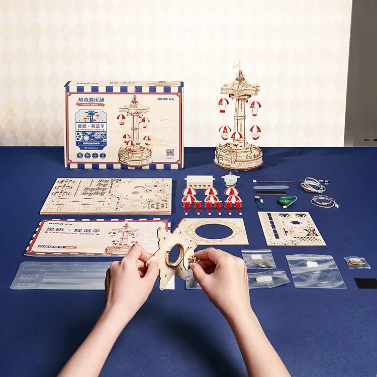 Hőlégballon Torony - 3D Mechanikus Fa Puzzle - Makett Kuckó