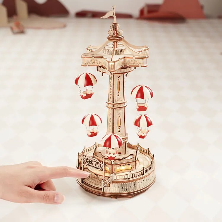 Hőlégballon Torony - 3D Mechanikus Fa Puzzle - Makett Kuckó
