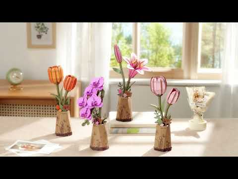 Lila Orchidea - 3D Fa puzzle Virág