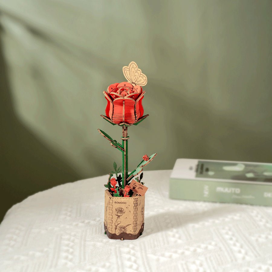 Vörös Rózsa - 3D Fa puzzle - Makett Kuckó