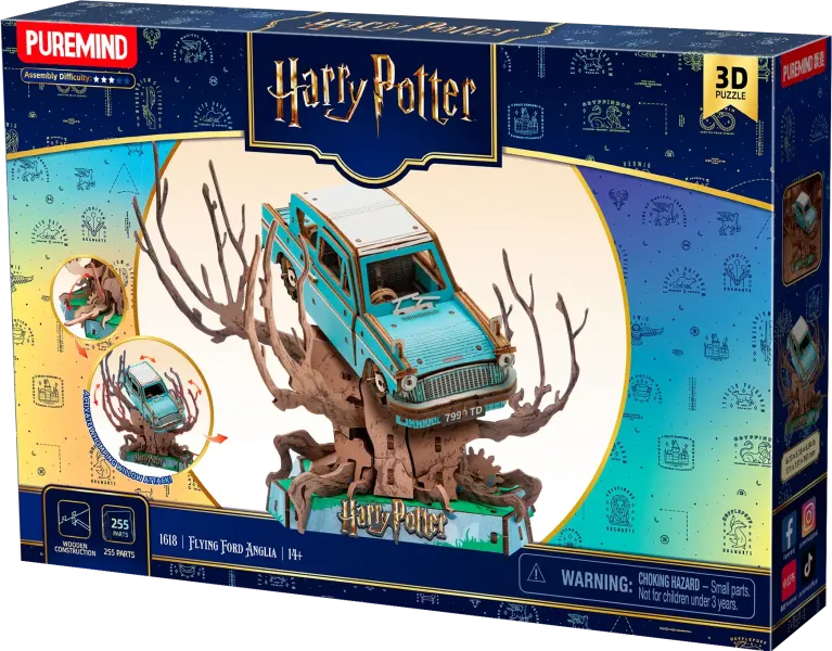harry-potter-repulo-ford-anglia-furiafuz-3d-makett Harry Potter repülő Ford Anglia autó a Fúriafűz ágai között interaktív 3D fa makett